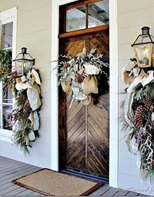 decoracion navidad elementos naturales puerta