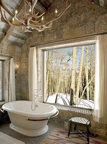 ideas decorar baño rustico ramas