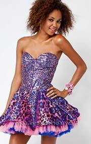 vestido de fiesta de 15 animal print violeta